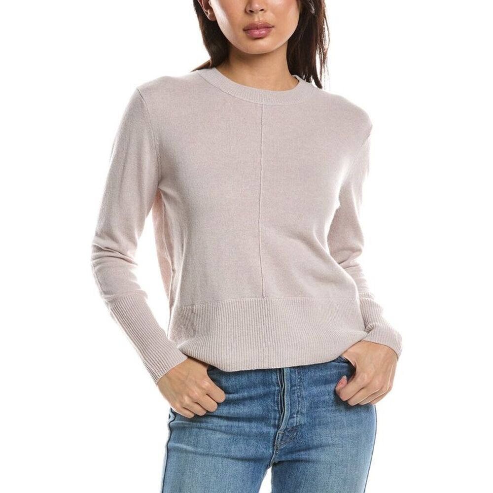 Forte Cashmere Womens  Exposed Seam Crewneck 100% Cashmere Sweater, Brown
